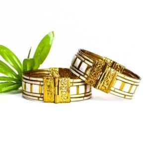 VTG 70's Mother of Pearl Brass Hinged Bangle